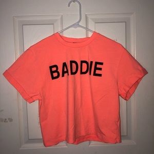 Coral colored “baddie” crop top tshirt